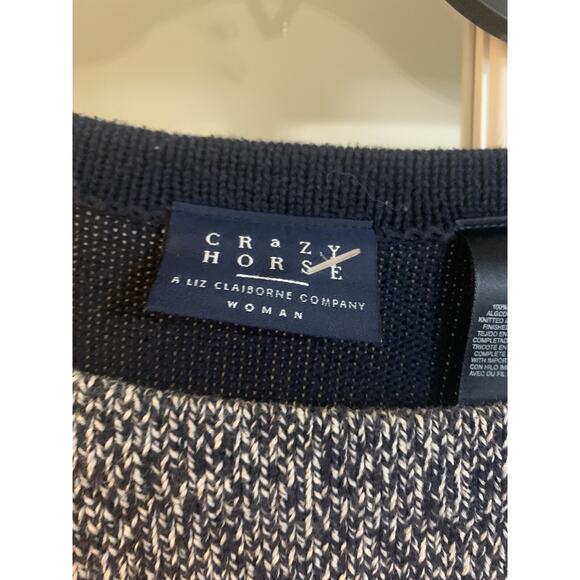Crazy Horse by Liz Claiborne navy colorblock multicolor long sleeve sweater sz 1 - Picture 4 of 7